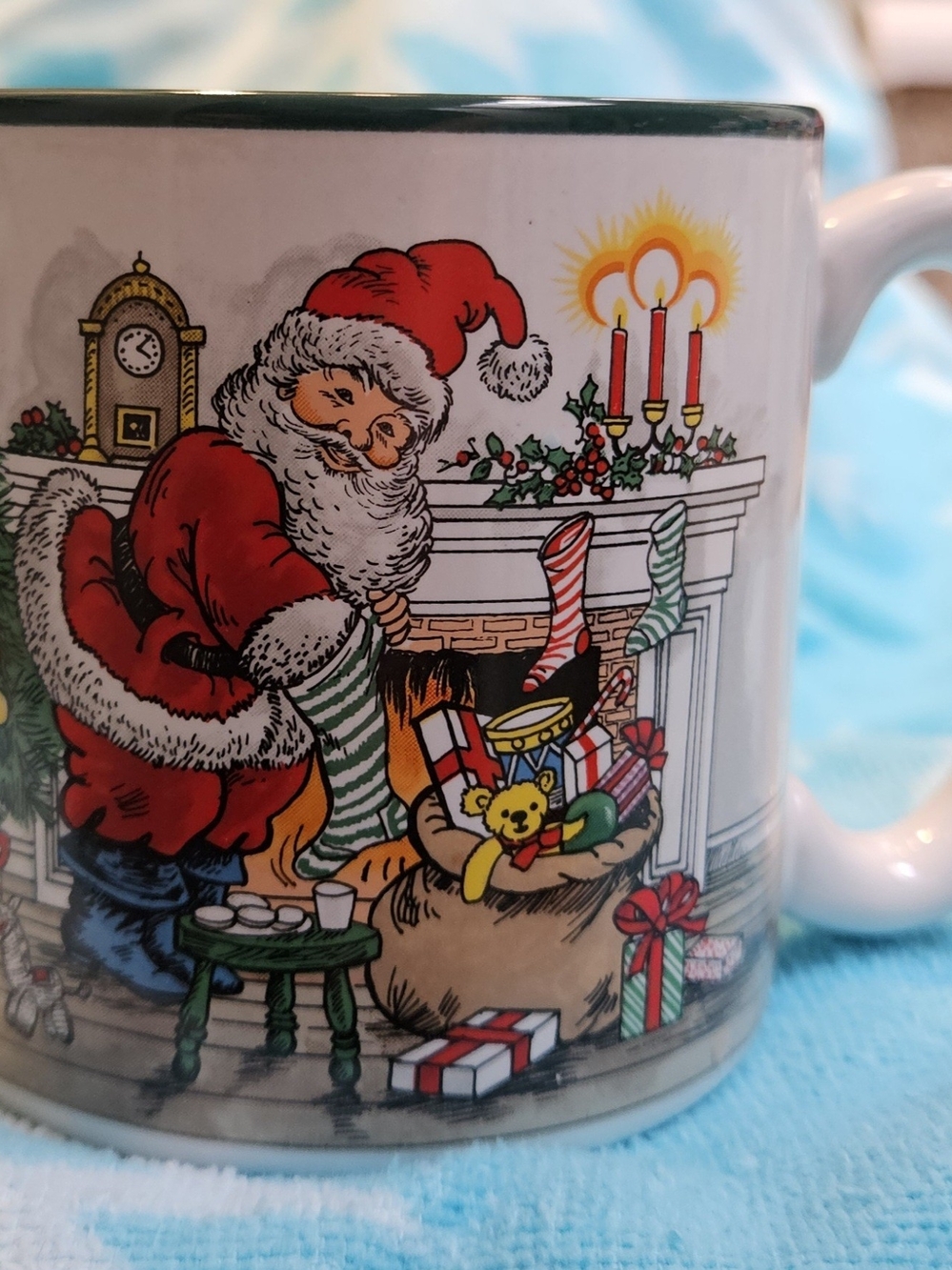 Santa Holiday Ceramic Mug in Red & White